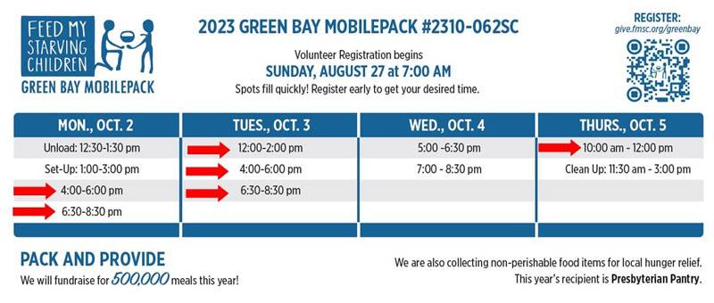 FMSC 2023 packing schedule